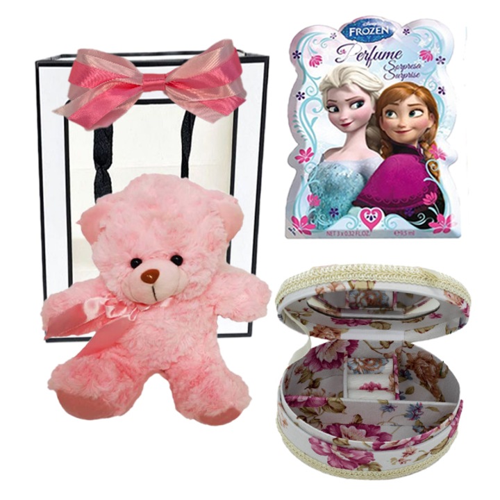 Childes csomag, maci, ékszerdoboz, Disney Frozen Set, 9,5 ml-es toalettvíz, Tatoo és könyvjelző, Velve