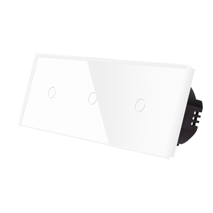 Luxion Egyszerű+Egyszerű+Egyszerű Érintőkapcsoló, Kristályüveg, Nedvességálló, Érintőgombos, Fehér