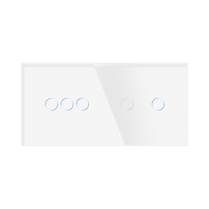 Luxion Hármas + Dupla Érintőkapcsoló, Kristályüveg, Nedvességálló, Érintőgombos, Fehér