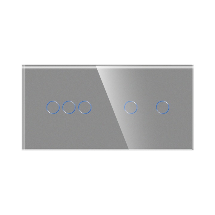 Luxion Hármas + Dupla Érintőkapcsoló, Kristályüveg, Nedvességálló, Érintőgombos, Szürke