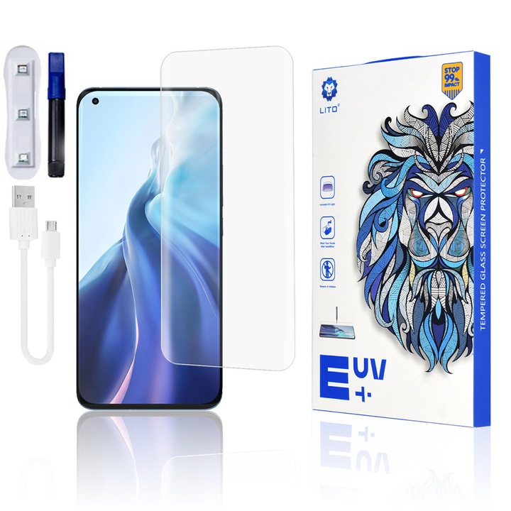 Film Xiaomi Mi 11 / Mi 11 Pro / Mi 11 Ultra készülékhez - Lito 3D UV üveg - Átlátszó