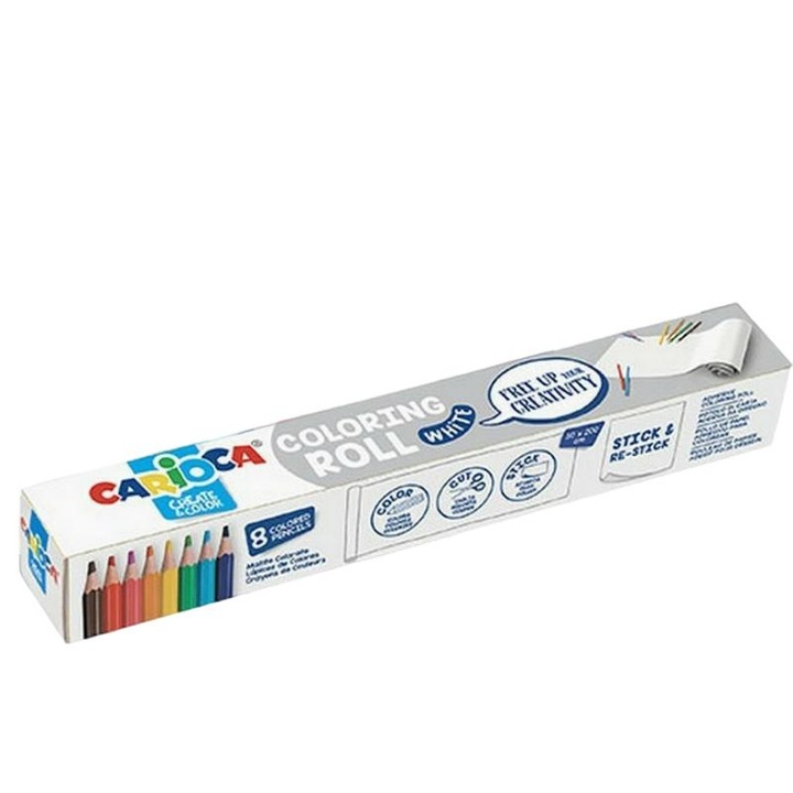 Комплект самозалепваща хартия за оцветяване + цветни моливи Carioca, Многоцветни