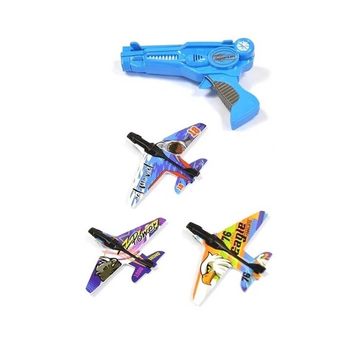 Pistol de jucarie lansator de avioane, Albastru
