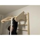 Spalier gimnastica Kinder Wood, cu bara de perete, bara de tragere, inele pentru gimnastica si leagan, Maro