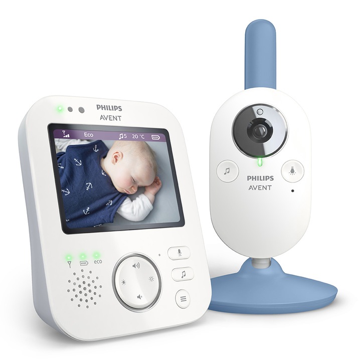 Видео бебефон Philips AVENT SCD845/52 Premium, LCD 3.5 инча, Приспивни песни, Температурен сензор, Функция Talkback