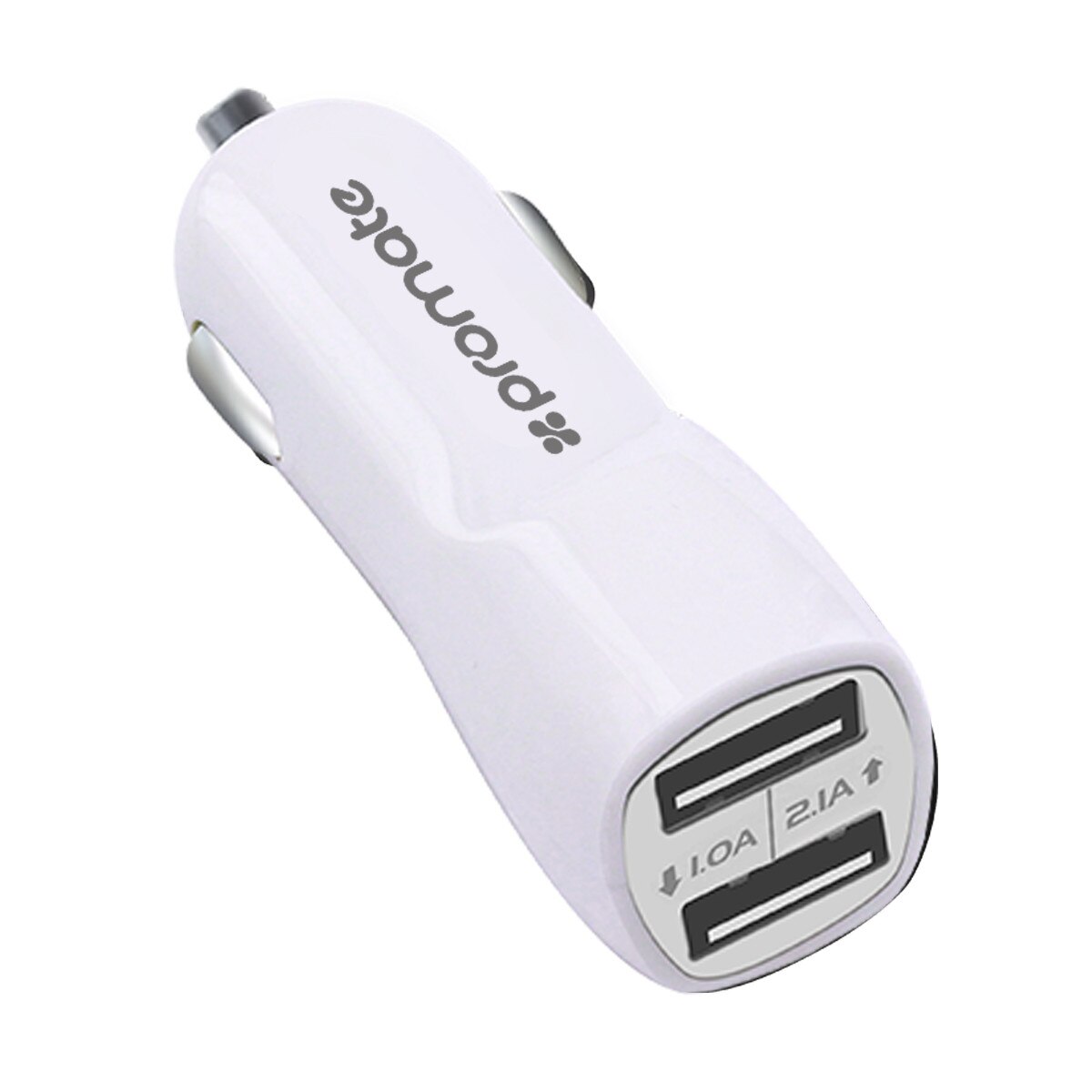 Incarcator auto ultra rapid PROMATE Vivid, Dual USB, 3100mA, White