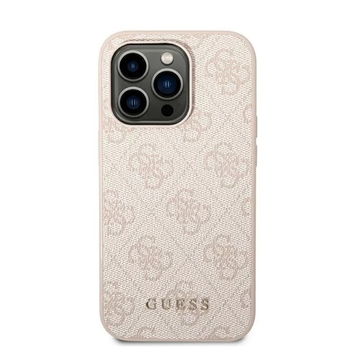 Калъф Guess Hard Case 4G Metal Gold Logo за iPhone 14 Pro Max, Розов