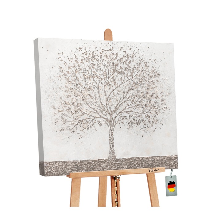 Tablou pictat manual, acrilic pe panza, Arborele genealogic, 90x90 cm