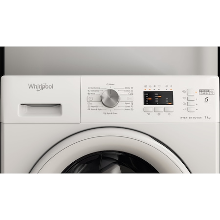 Masina de spalat rufe Whirlpool FreshCare+ FFL7259WEE, 7 kg, 1200 RPM, Clasa B, Tehnologia al-6lea Simt, Motor Inverter, Display LED, Alb