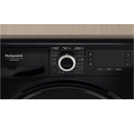 Masina de spalat rufe cu uscator Hotpoint Natis NDD11725BDAEE, 11 kg spalare, 7 kg uscare, 1600 RPM, Clasa B, Motor Inverter, Display LCD, Negru