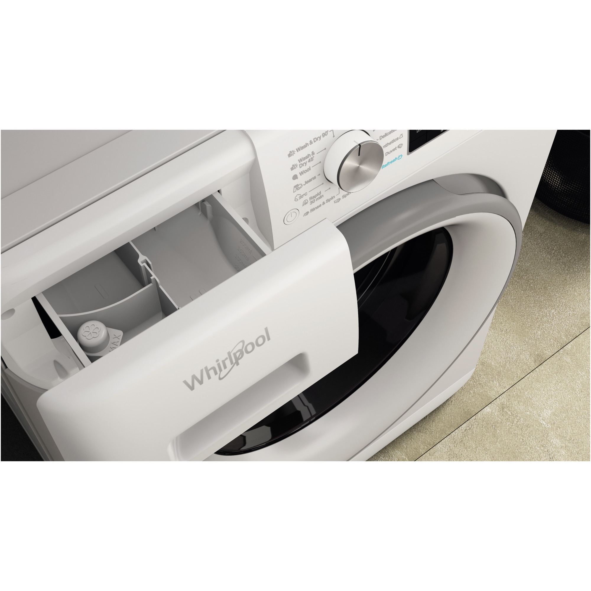 Masina de spalat rufe cu uscator Whirlpool FreshCare+ FFWDD1076258SVEE, 10 kg spalare, 7 kg uscare, 1600 RPM, Clasa B, Tehnologia al 6-lea Simt, FreshCare+, Motor Inverter, Display LCD, Alb