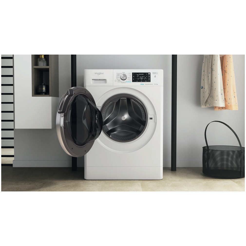 Masina de spalat rufe cu uscator Whirlpool FreshCare+ FFWDD1176258BCVEU, 11 kg spalare, 7 kg uscare, 1600 RPM, Clasa B, Tehnologia al 6-lea Simt, FreshCare+, Motor Inverter, Display LCD, Alb