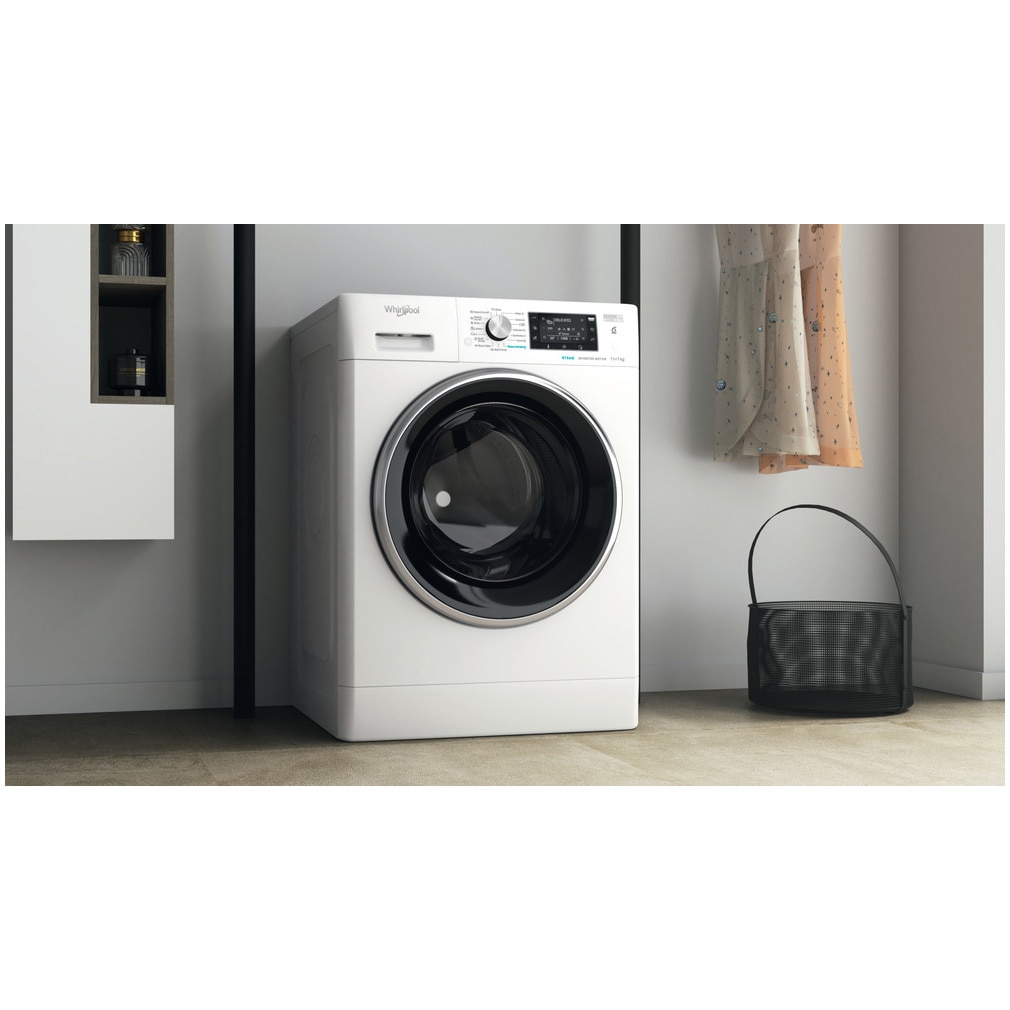 Masina de spalat rufe cu uscator Whirlpool FreshCare+ FFWDD1176258BCVEU, 11 kg spalare, 7 kg uscare, 1600 RPM, Clasa B, Tehnologia al 6-lea Simt, FreshCare+, Motor Inverter, Display LCD, Alb