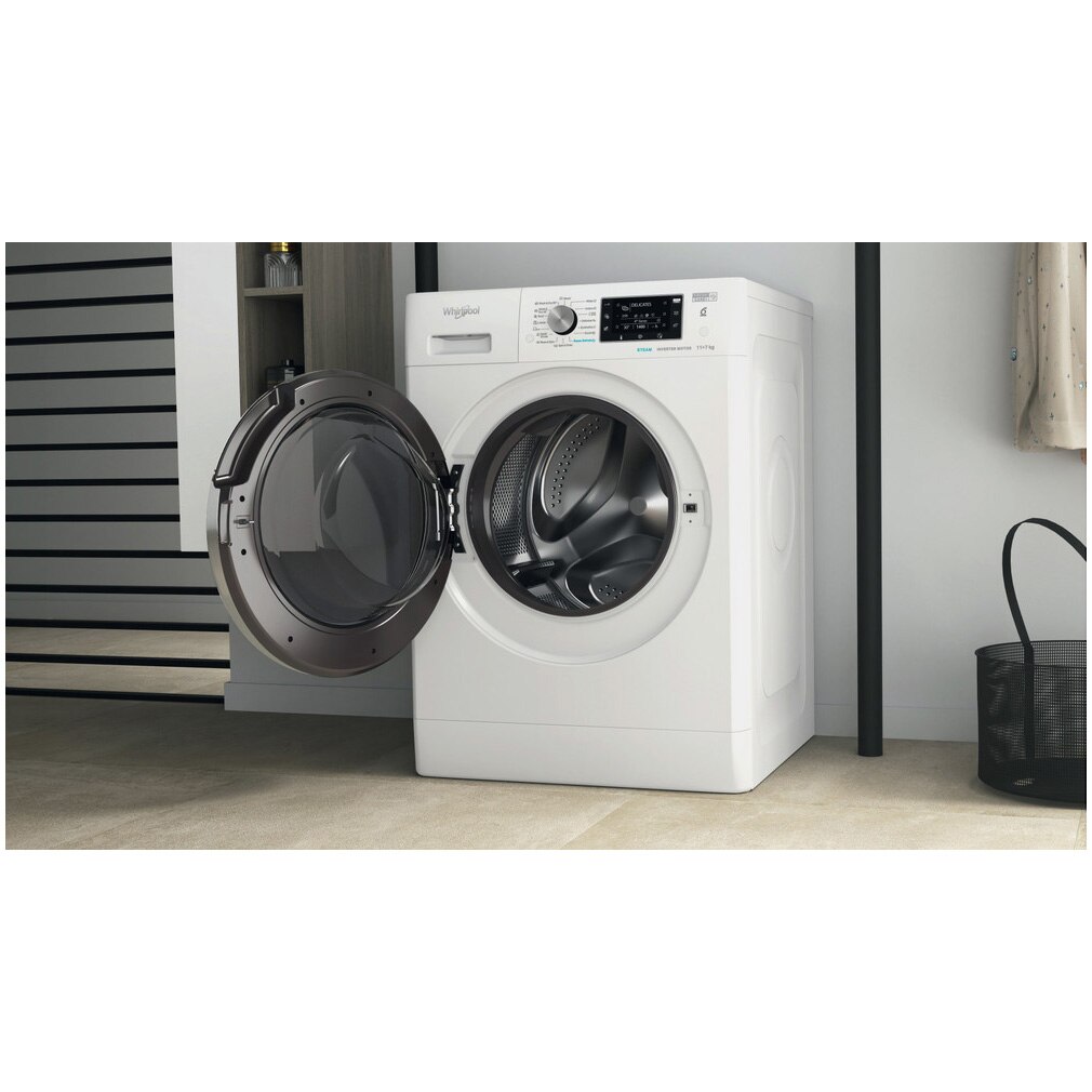 Masina de spalat rufe cu uscator Whirlpool FreshCare+ FFWDD1176258BCVEU, 11 kg spalare, 7 kg uscare, 1600 RPM, Clasa B, Tehnologia al 6-lea Simt, FreshCare+, Motor Inverter, Display LCD, Alb