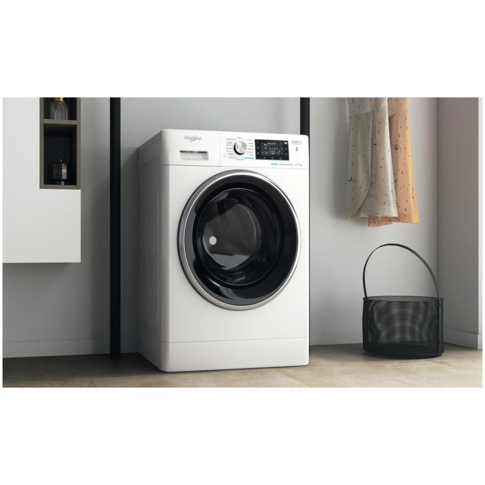 Masina de spalat rufe cu uscator Whirlpool FreshCare+ FFWDD1176258BCVEU, 11 kg spalare, 7 kg uscare, 1600 RPM, Clasa B, Tehnologia al 6-lea Simt, FreshCare+, Motor Inverter, Display LCD, Alb