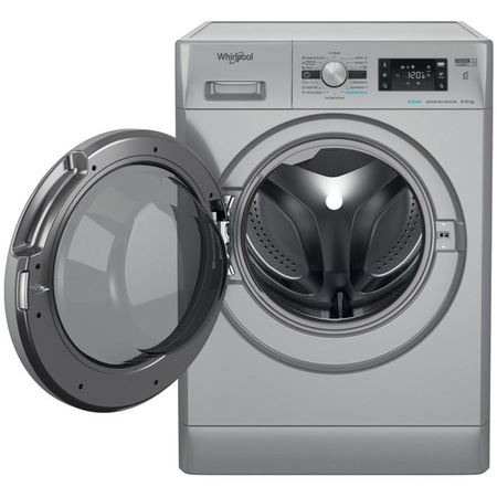 Пералня със сушилня Whirlpool FreshCare+ FFWDB964369SBSVEE, 9 кг пране, 6 кг сушене, 1400 RPM, Клас A, Технология 6th Sense, FreshCare+, Инверторен мотор, Цифров екран, Сребрист