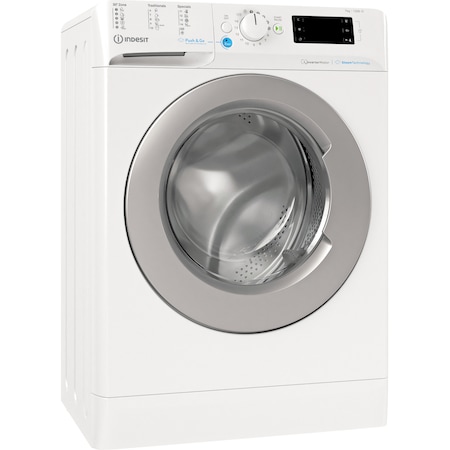 Masina de spalat rufe Slim Indesit INNEX BWSE71295XWSVEU, 7 kg, 1200 RPM, Clasa B, Steam, Push&Go, Motor Inverter, Display Digital, Alb