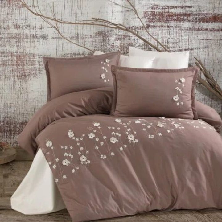 Ágyneműhuzat hímzett szatén 6 részes (fiore v2), 100% pamut