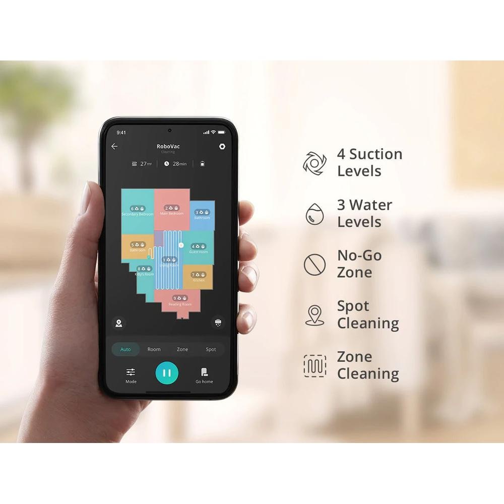 Aspirator robot eufy RoboVac LR30 Hybrid+, Vacuum-Mop 2-in-1, Statie inteligenta de golire automata, iPath Laser Navigation, Wi-Fi, 3000Pa, Negru