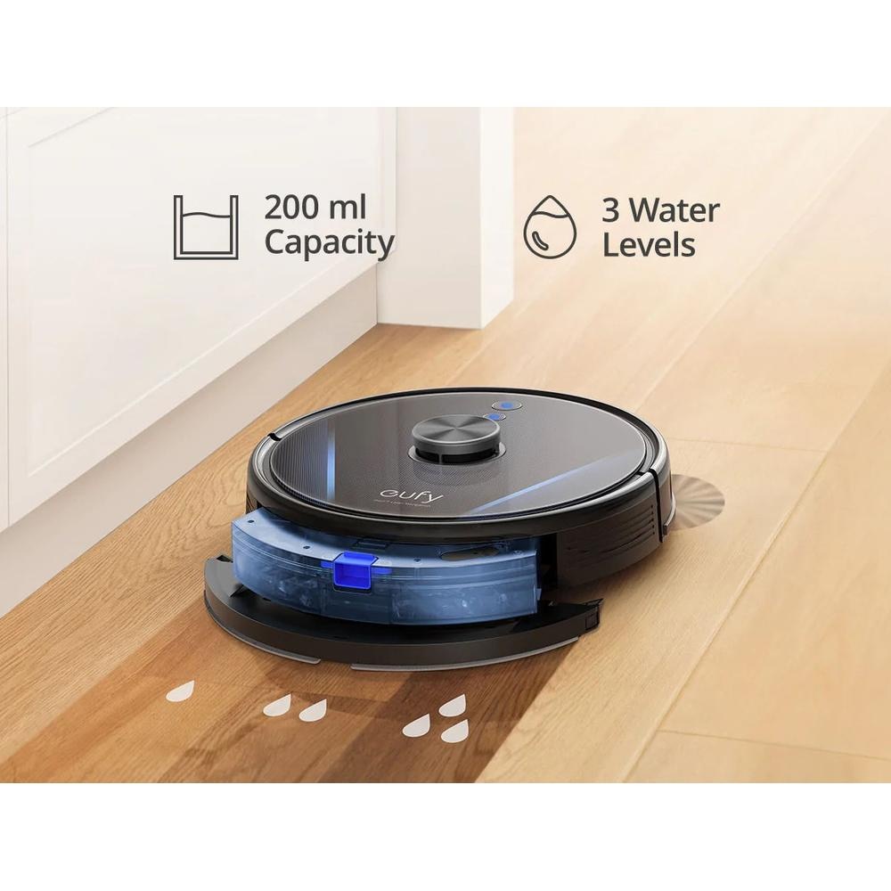 Aspirator robot eufy RoboVac LR30 Hybrid+, Vacuum-Mop 2-in-1, Statie inteligenta de golire automata, iPath Laser Navigation, Wi-Fi, 3000Pa, Negru