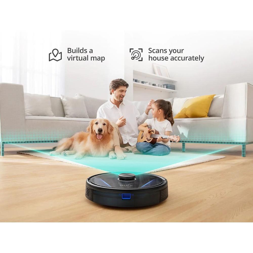Aspirator robot eufy RoboVac LR30 Hybrid+, Vacuum-Mop 2-in-1, Statie inteligenta de golire automata, iPath Laser Navigation, Wi-Fi, 3000Pa, Negru