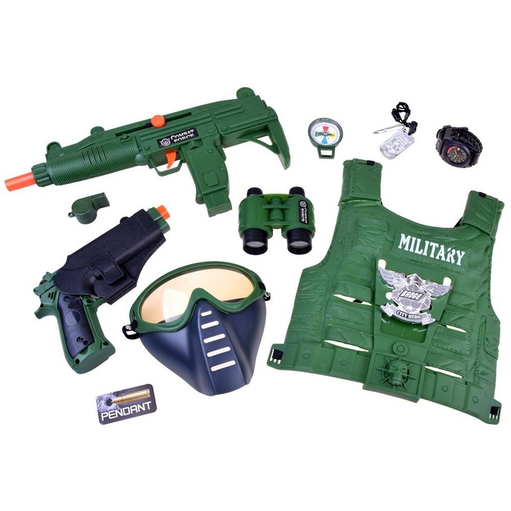 Set arma si echipament militar de jucarie, Ramiz, Verde