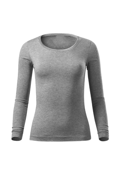 Bluza pentru femei, maneca lunga, Slim Fit, Bumbac, Gri, XL