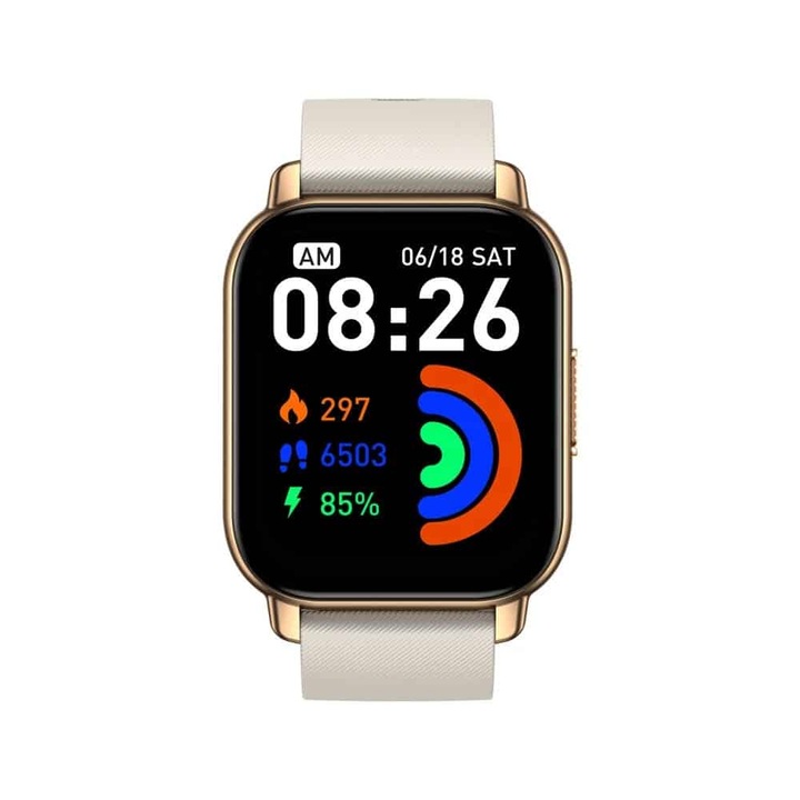 Ceas smartwatch, Btalk Zeblaze, Otel inoxidabil/Poliuretan, Auriu
