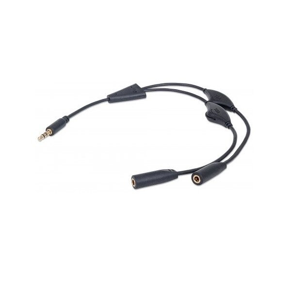 Cablu Audio Splitter, 3 metri, negru, Manhattan - MHT352864