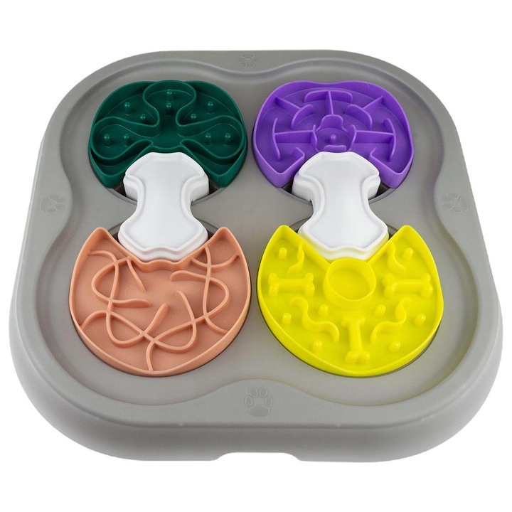 Kutyaeledel tál, Wesolypupil, Jutalom kioldó funkció, 35 x 35 x 6 cm, Többszínű