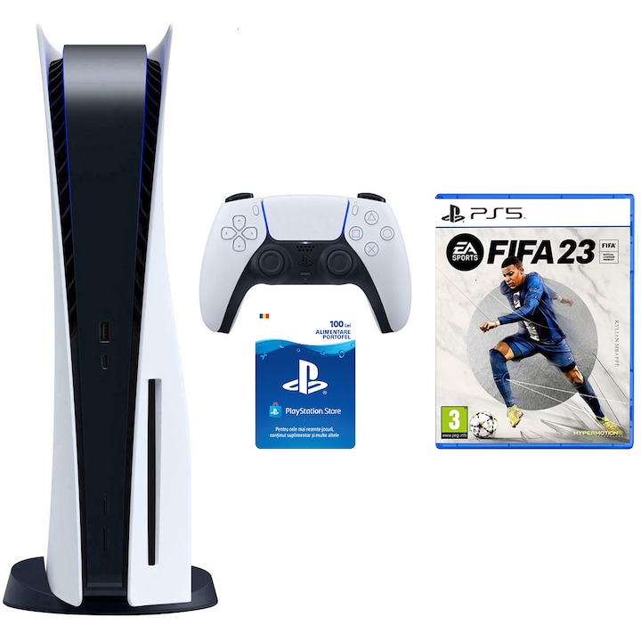 Конзола Sony PlayStation 5 + игра PS5 FIFA 23 + PSCard 100 RON
