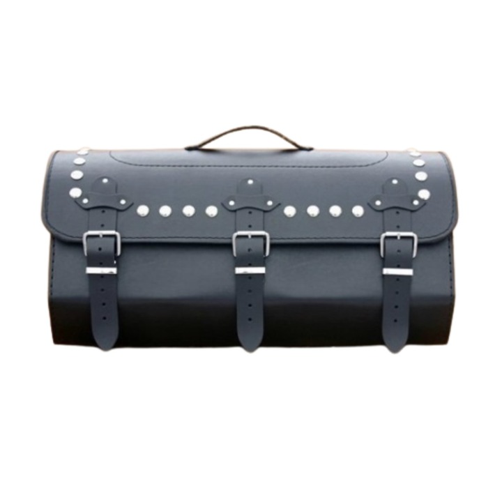 Geanta/Topcase piele naturala, negru, pentru portbagaj moto Yamaha/Honda/Kawasaki/Suzuki 60x27x29 cm