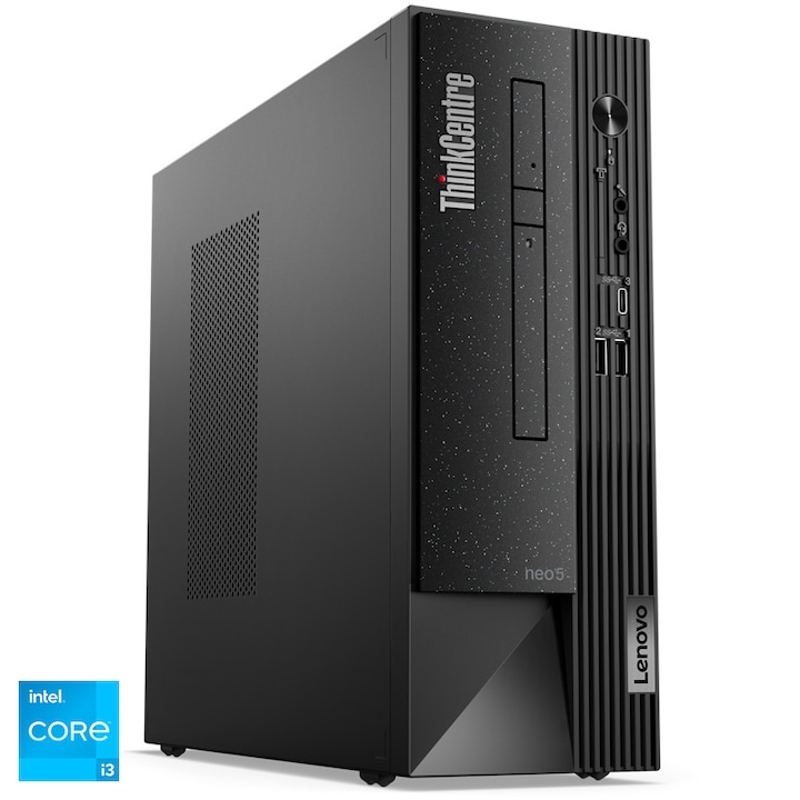 Sistem PC Lenovo ThinkCentre Neo 50s, Procesor Intel® Core™ i3-12100, 4 cores, 3.3GHz pana la 4.3GHz, 12MB, 8GB, 512GB SSD, Intel UHD 730, No OS