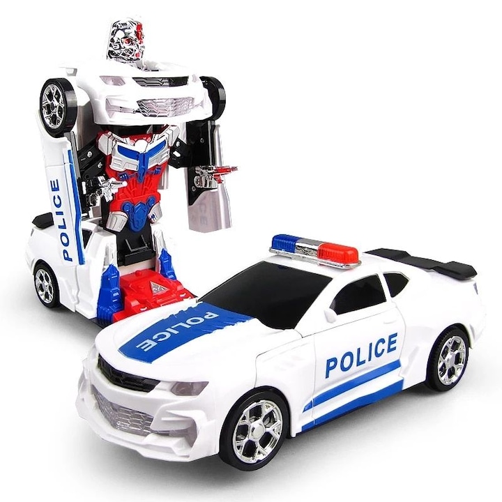 Трансформър Робот полицейска кола, със звуци и светлини, 21см, 3 години+