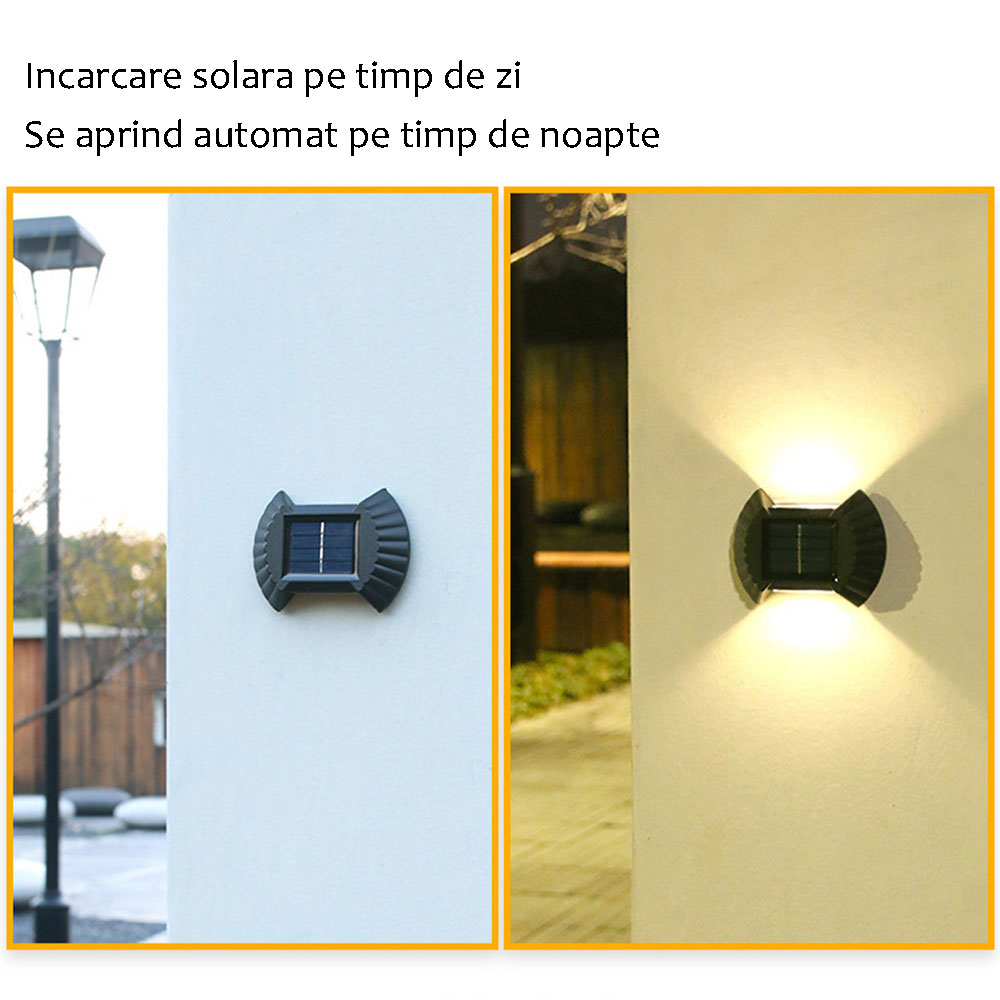 Set 4 Lampi Solare Siks Cu Lumina Bidirectionala Rezistente La Apa 2 Led Smd Ip65 200mah 9126