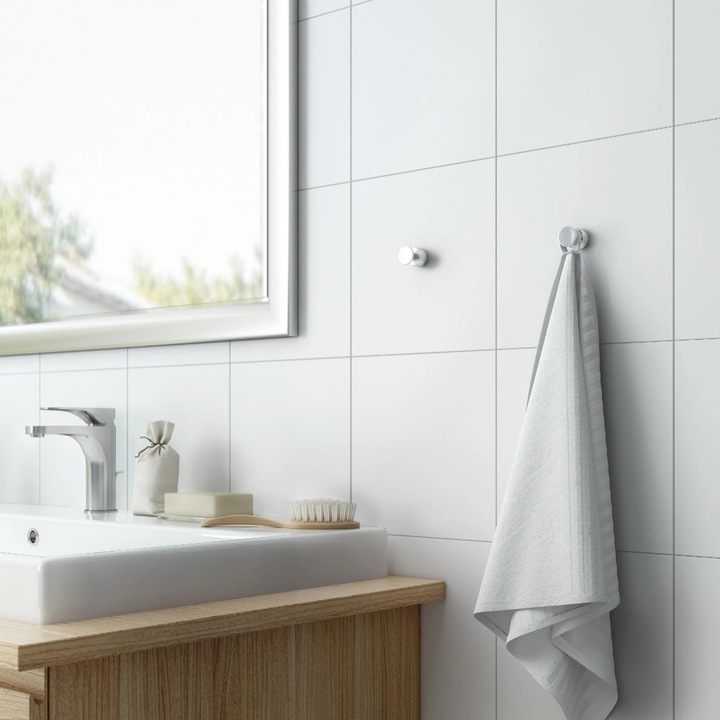 Комплект 2 закачалки за баня Style, една закачалка, метална, фиксиране чрез пробиване, лъскаво сребро