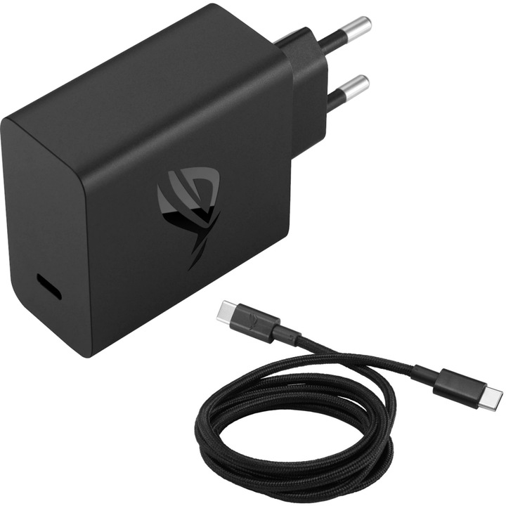 Мрежово зарядно Asus AC65-01, 65 W, USB Type-C, Бързо зареждане, Черно