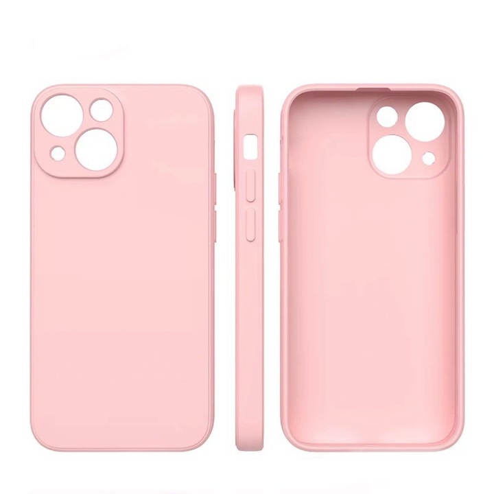iPhone 13-mal kompatibilis telefontok, rózsaszín, szilikon, mikroszálas, ultravékony
