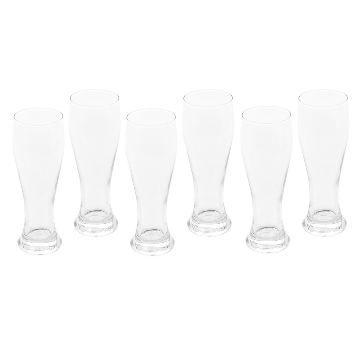 6 darabos sörös pohár készlet, üveg, 520 ml