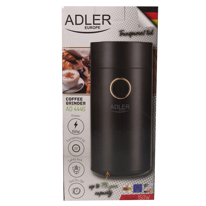 Rasnita de cafea Adler AD 4446, 75 g, putere 150 W, Negru, 00464