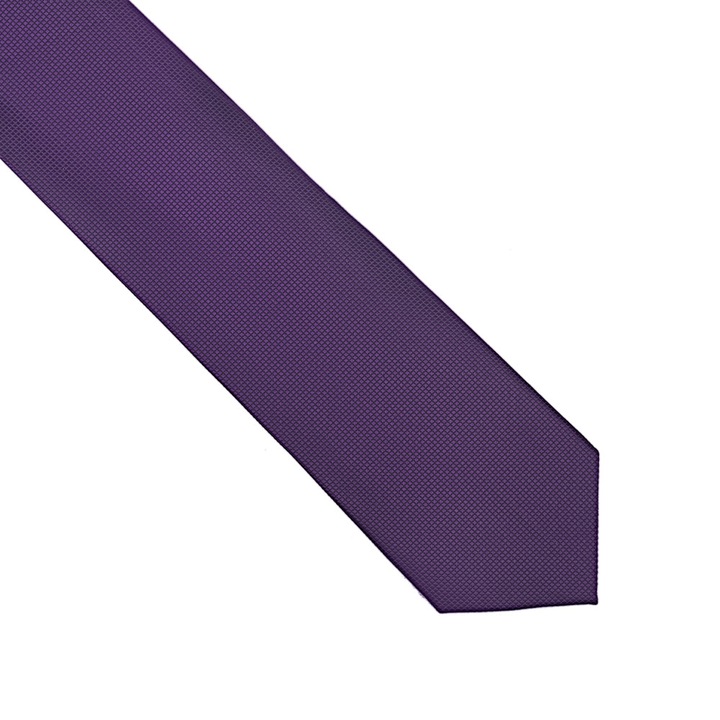 Cravata slim, Onore, mov inchis, poliester, 145 x 5.5 cm, model geometric uni