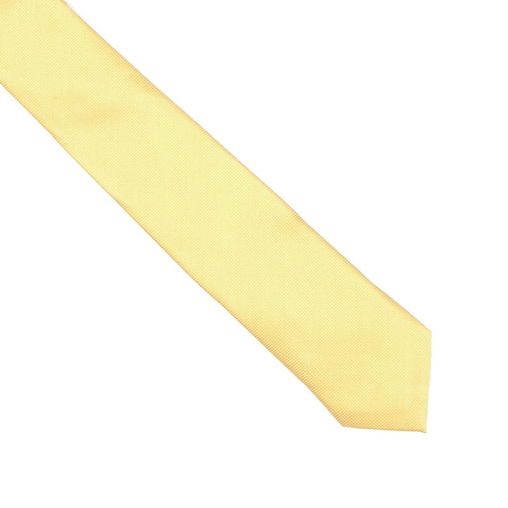 Cravata slim, Onore, galben, poliester, 145 x 5.5 cm, model geometric uni