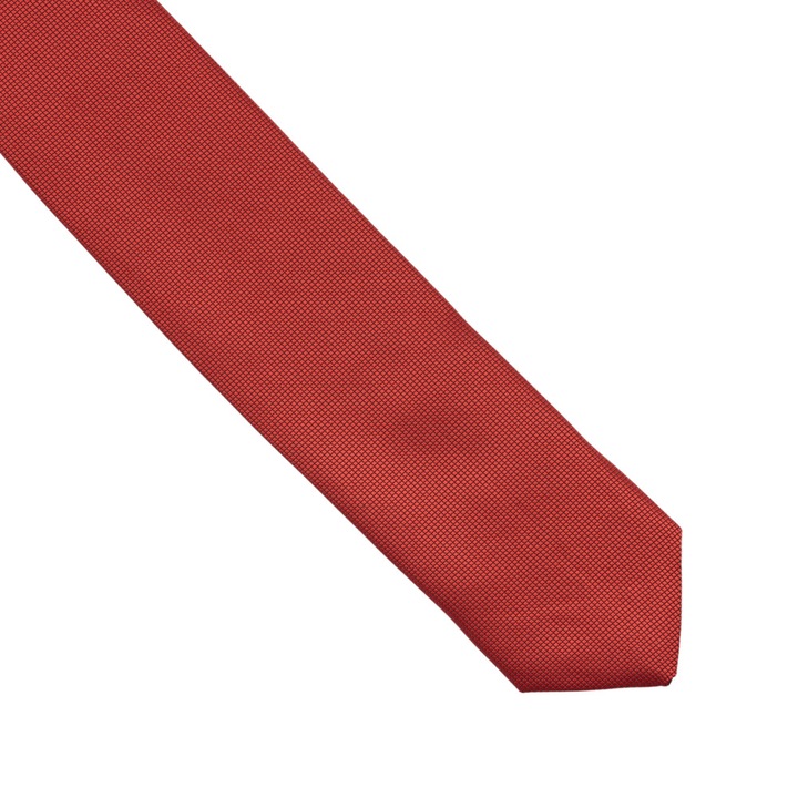 Cravata slim, Onore, rosu, poliester, 145 x 5.5 cm, model geometric uni