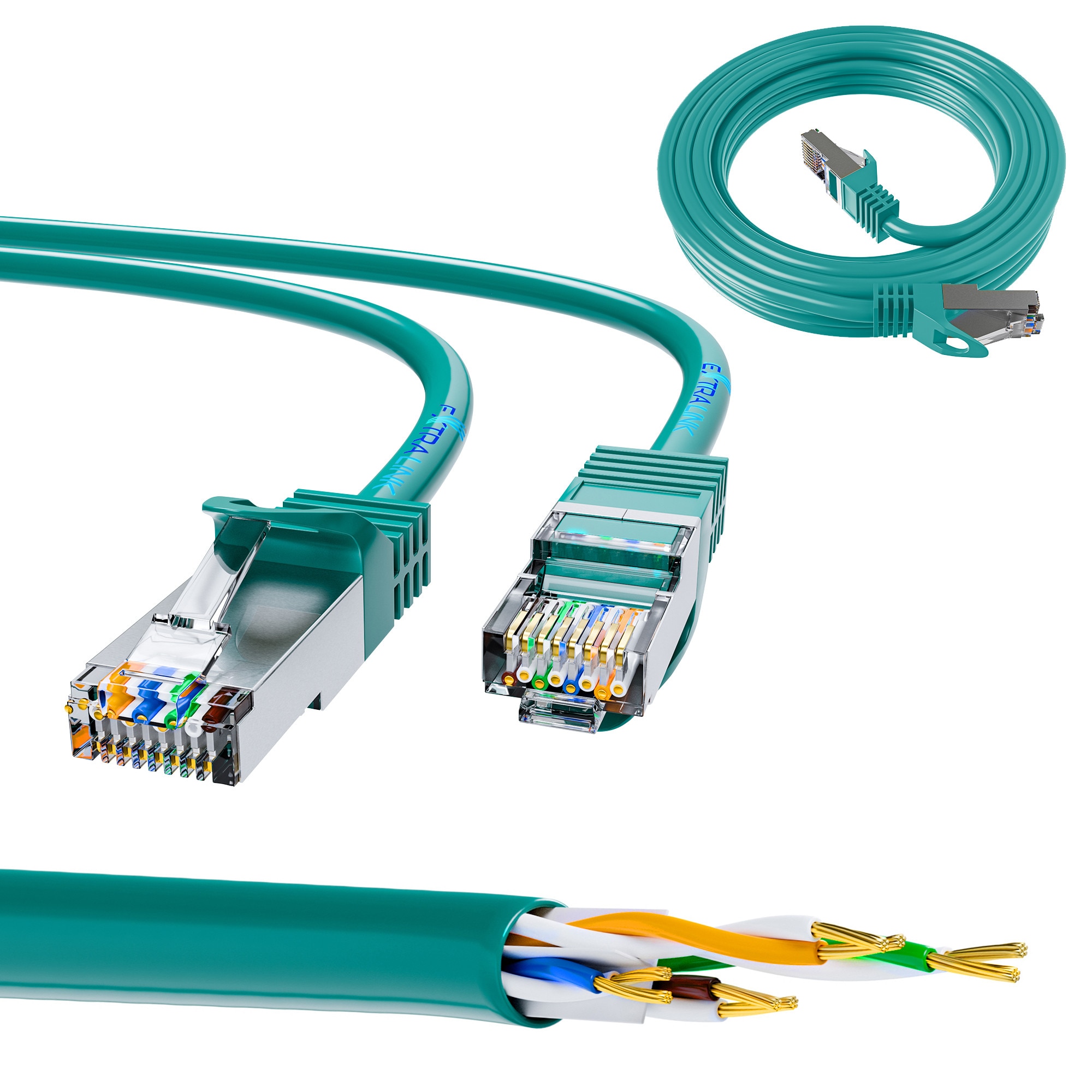 Cablu de retea Extralink Cat 7 S FTP 2 m 20G verde patchcord LAN din ...