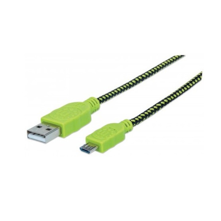 Cablu micro USB 2.0, 1m, Verde, Manhattan - MHT394062