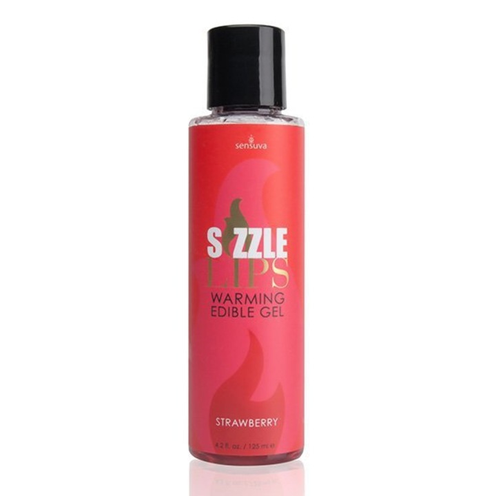 Lubrifiant comestibil Sensuva, Efect de incalzire, Capsuni, 125 ml
