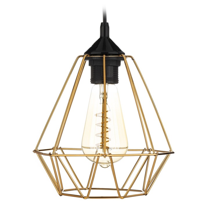 Függesztett lámpa Párizs Gyémánt, Réz, 19 cm, Fekete/Arany