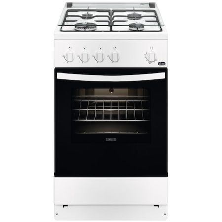 Aragaz Zanussi ZCG510D1WA, Gaz, 4 arzatoare, Siguranta plita/cuptor, 50 cm, Alb