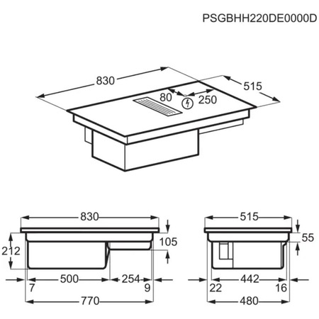 Plita incorporabila AEG CCE84779FB, Inductie, 4 zone de gatit, Hota integrata, Putere absorbrie 630 mc/h, FlexiBridge, Booster, Timer, Negru