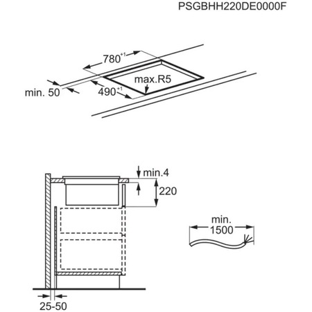 Plita incorporabila AEG CCE84779FB, Inductie, 4 zone de gatit, Hota integrata, Putere absorbrie 630 mc/h, FlexiBridge, Booster, Timer, Negru
